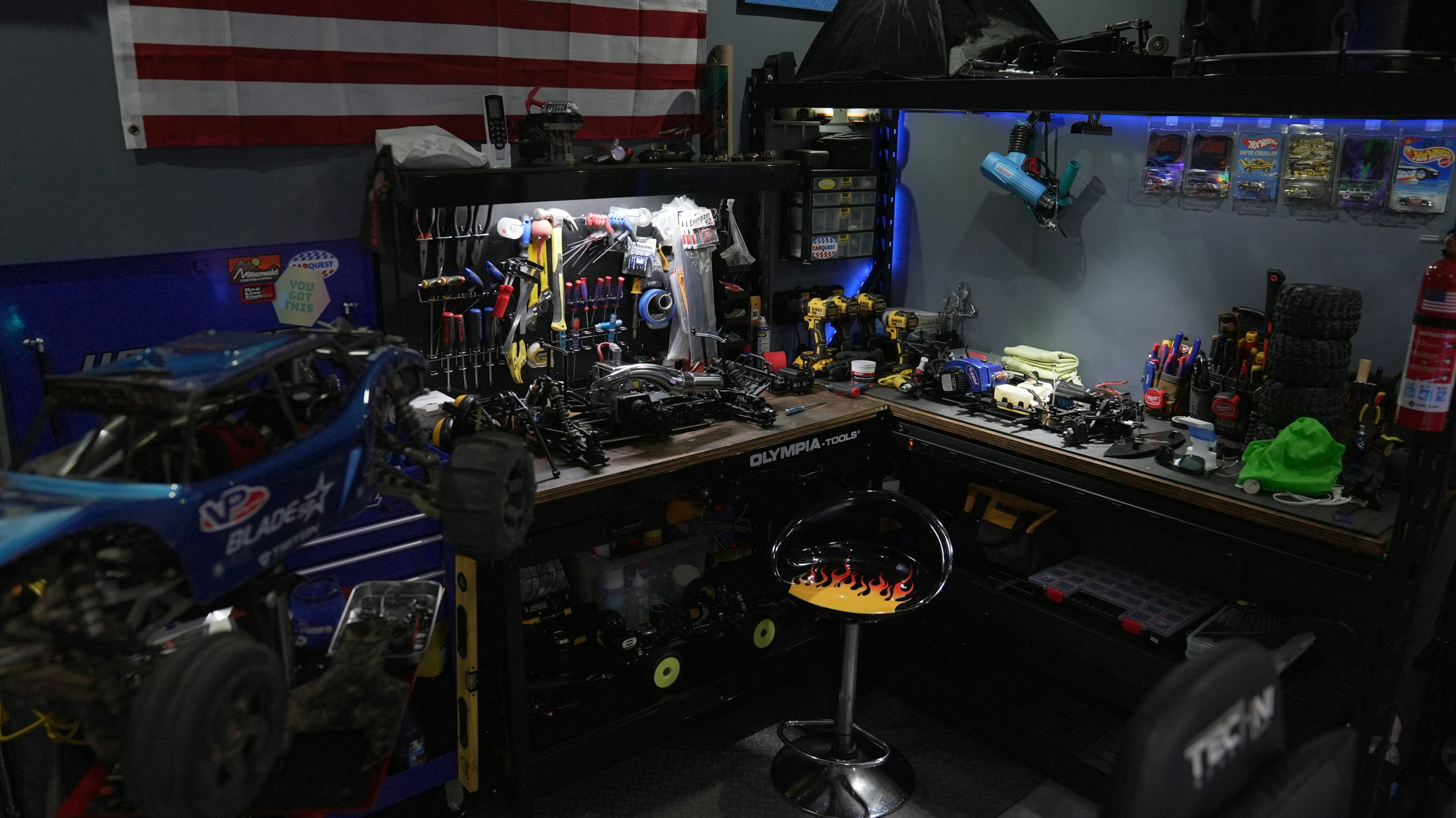 RC cars racing on track